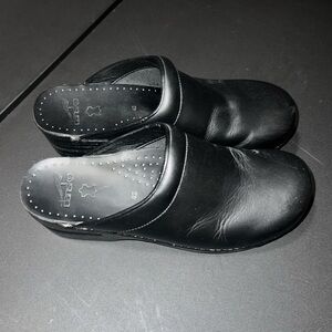 Dansko Women's Black Open Back Leather Clogs Size 42